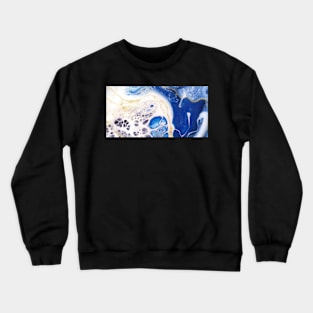 Marble Abstract Blue and White Art Crewneck Sweatshirt